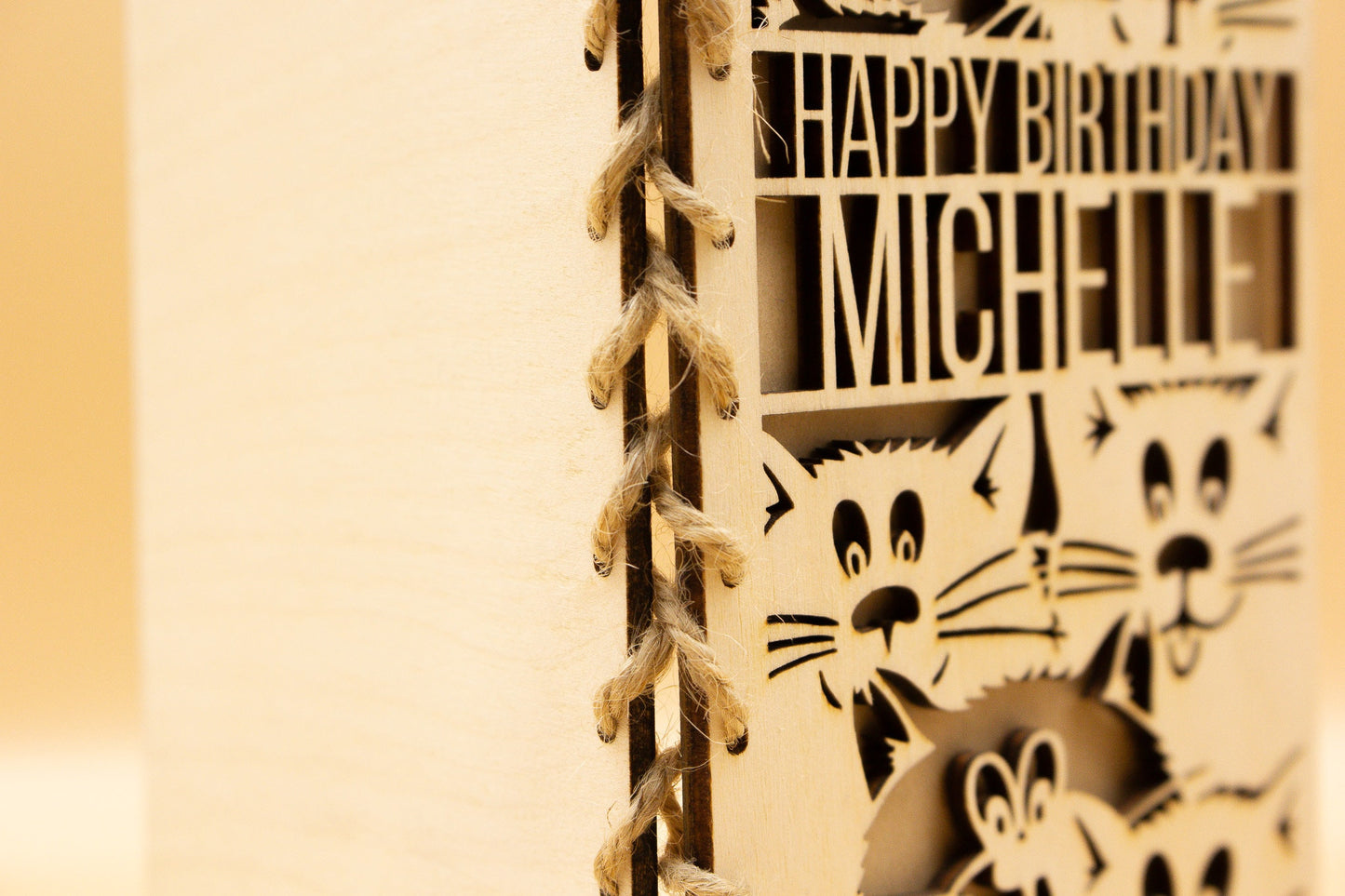 Custom Wooden Birthday Card | Cat Birthday Card