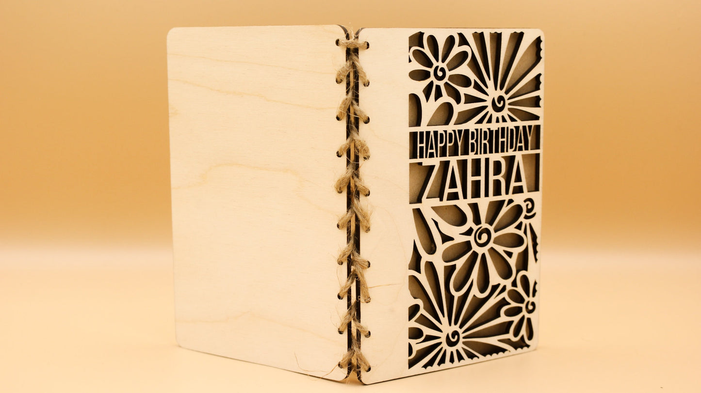 Personalised Wooden Birthday Card | Daisy Birthday Card