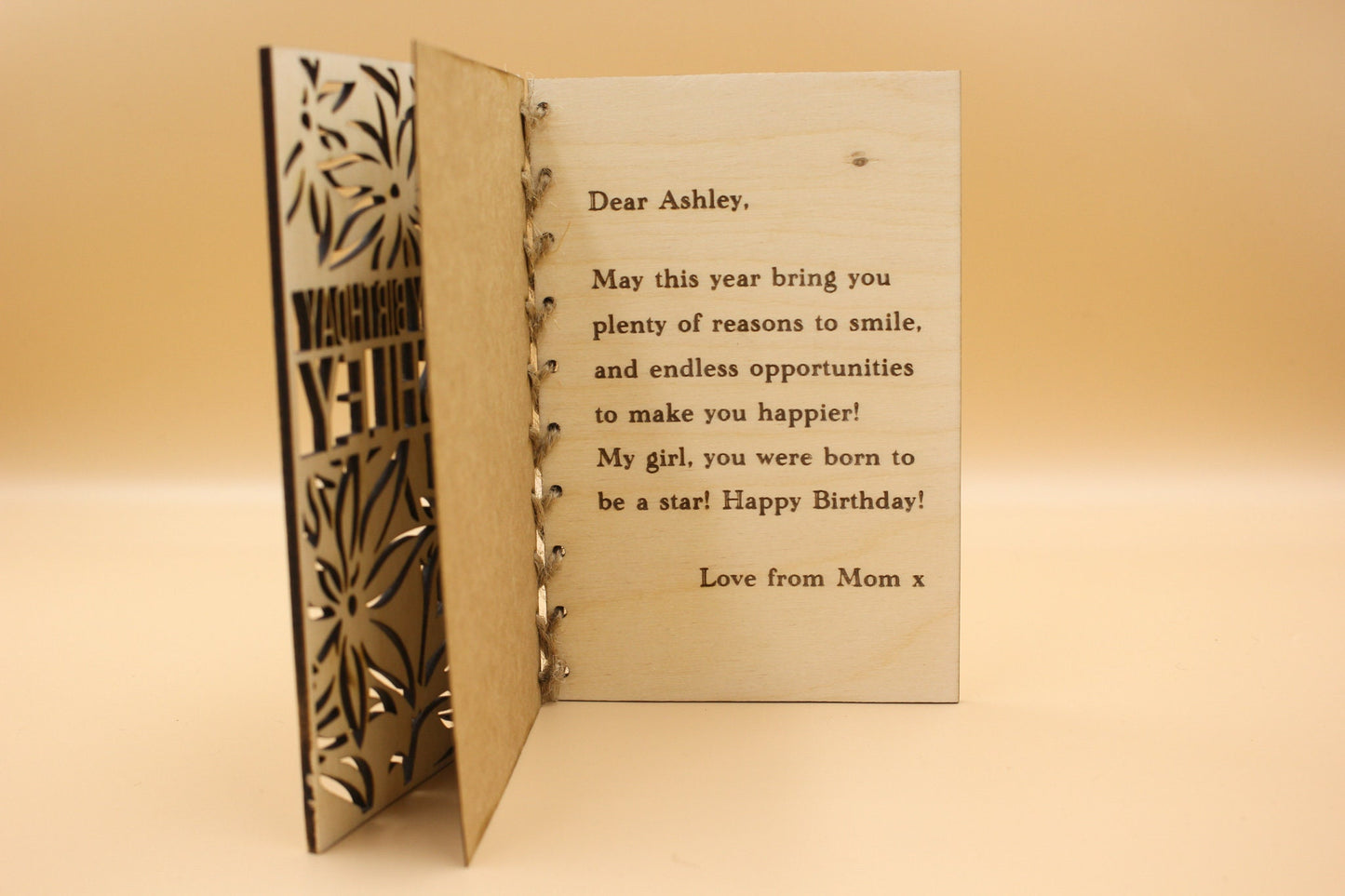 Personalised Wooden Birthday Card | Engraved Message | Premium Wooden Birthday Card | Special Birthday Card | Customise | Lotus
