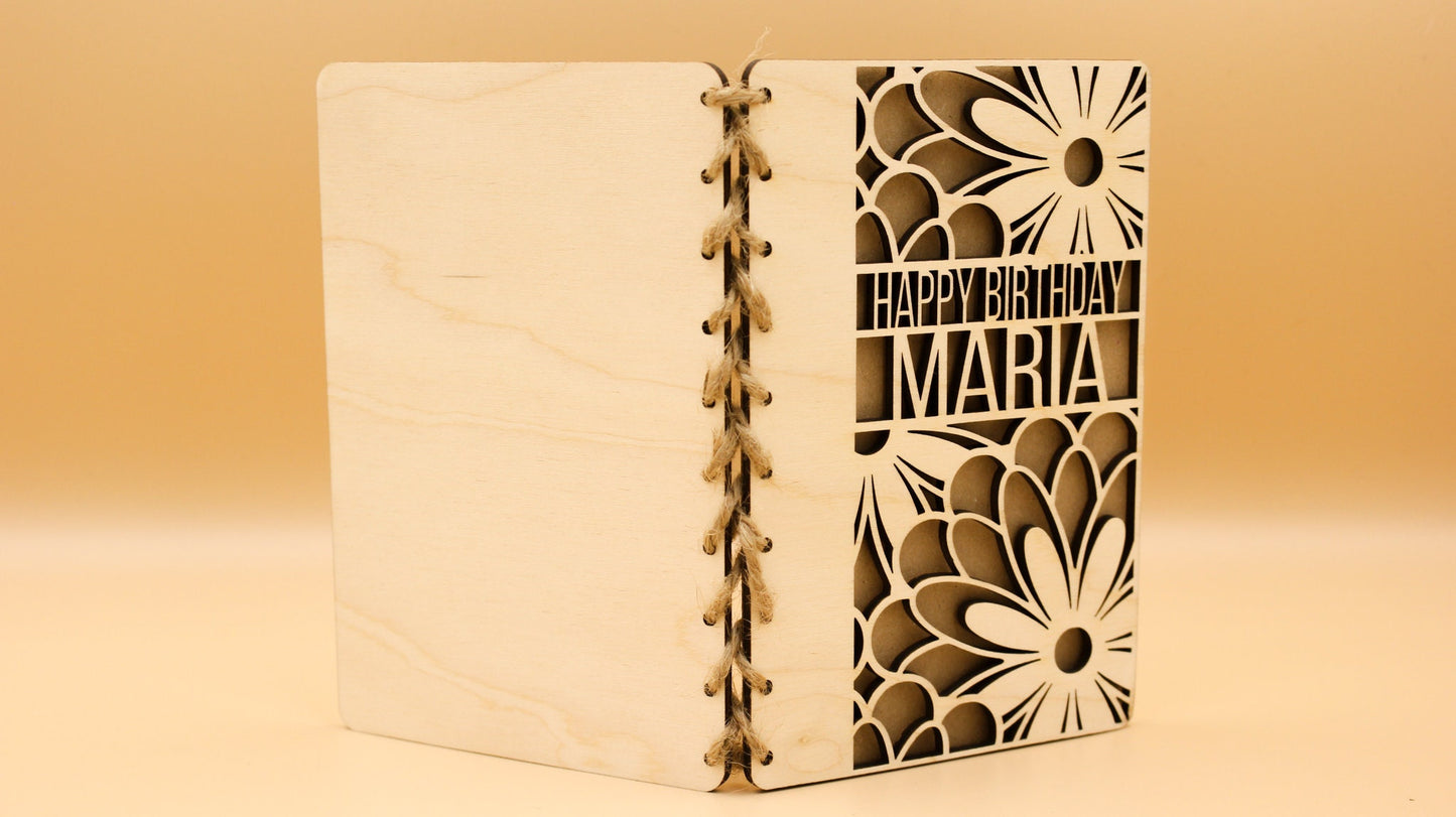 Personalised Wooden Birthday Card | Engraved Message | Premium Wooden Birthday Card | Special Birthday Card | Customise | Chamomile