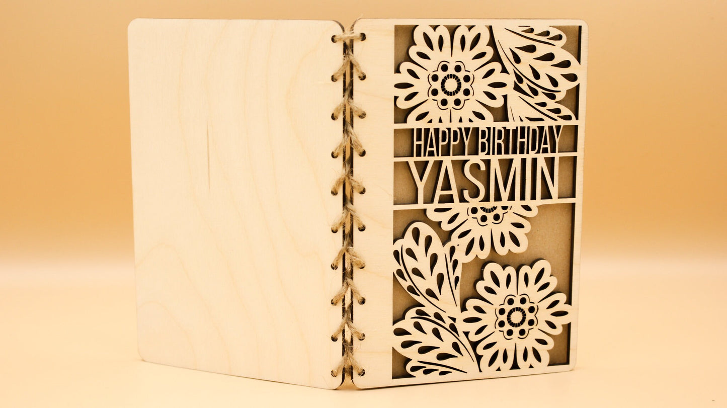 Personalised Wooden Birthday Card | Engraved Message | Premium Wooden Birthday Card | Special Birthday Card | Customise | Sunflower