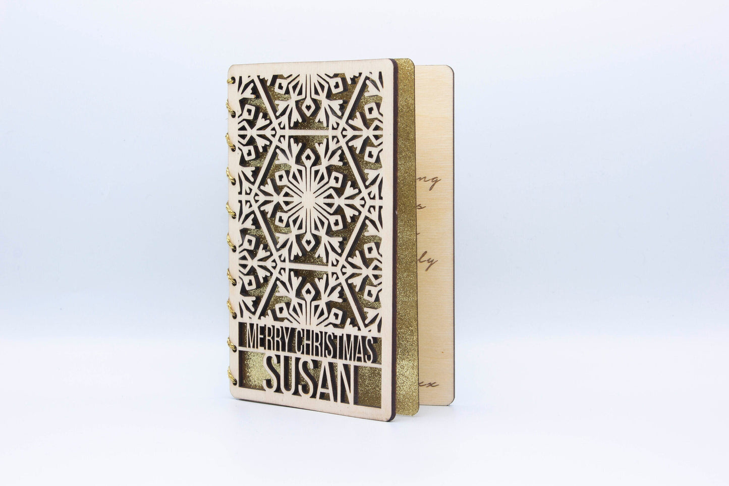 Personalised Wooden Christmas Card | Engraved Message | Premium Wooden Xmas Card | Snowflake Card | Gold | Silver