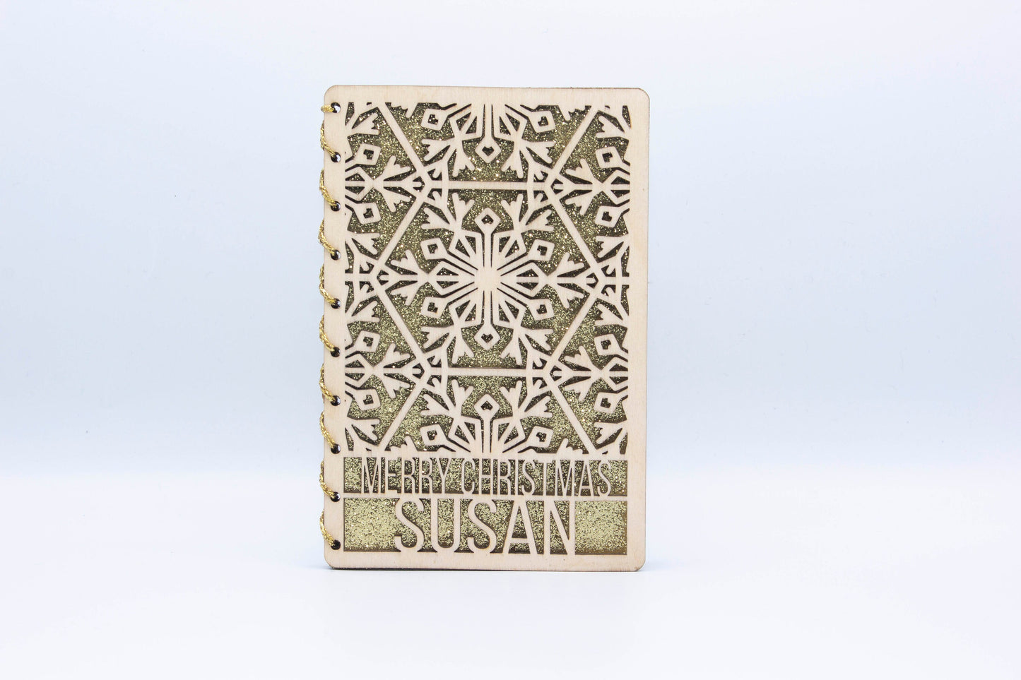 Personalised Wooden Christmas Card | Engraved Message | Premium Wooden Xmas Card | Snowflake Card | Gold | Silver