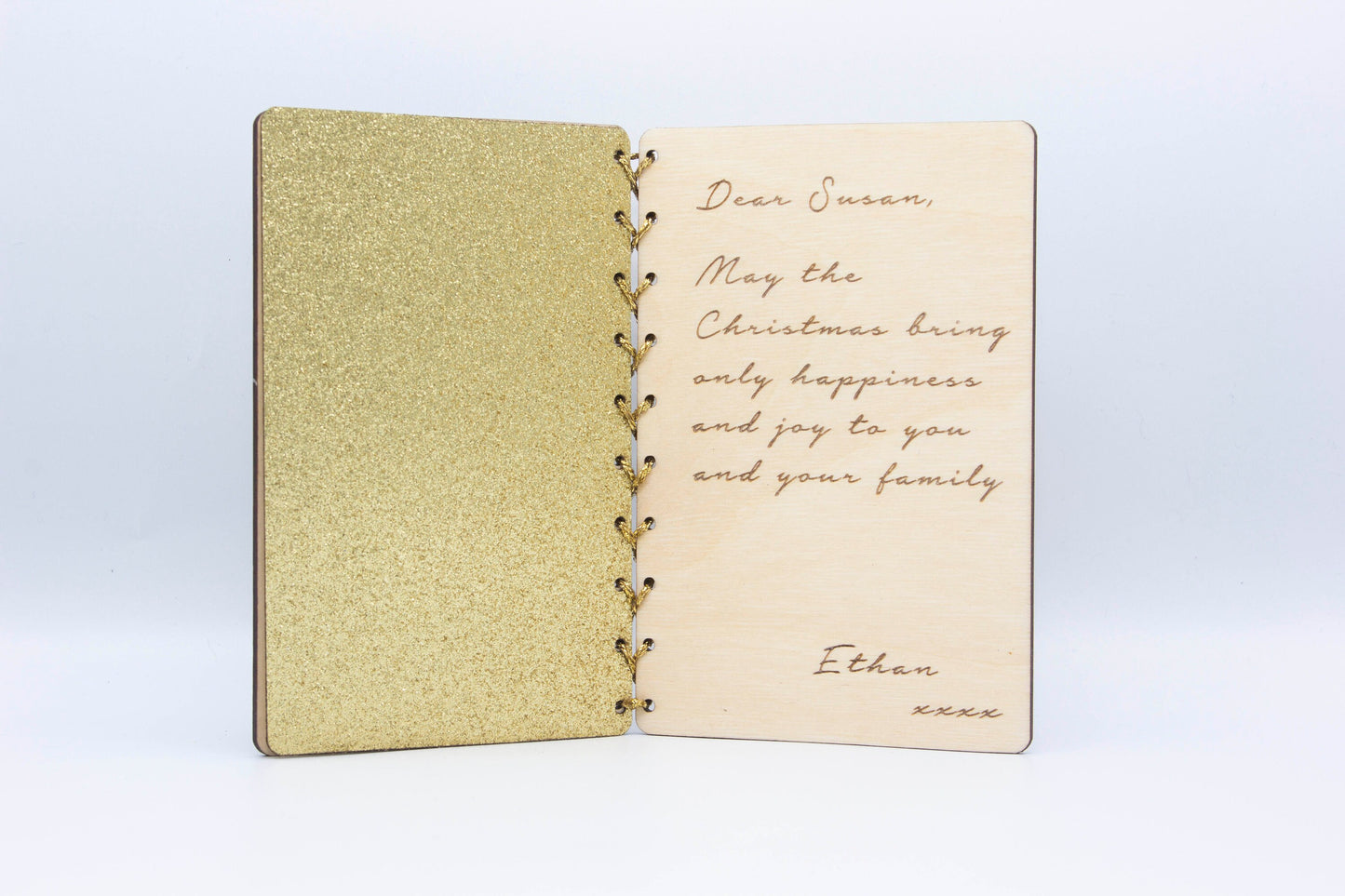 Personalised Wooden Christmas Card | Engraved Message | Premium Wooden Xmas Card | Snowflake Card | Gold | Silver