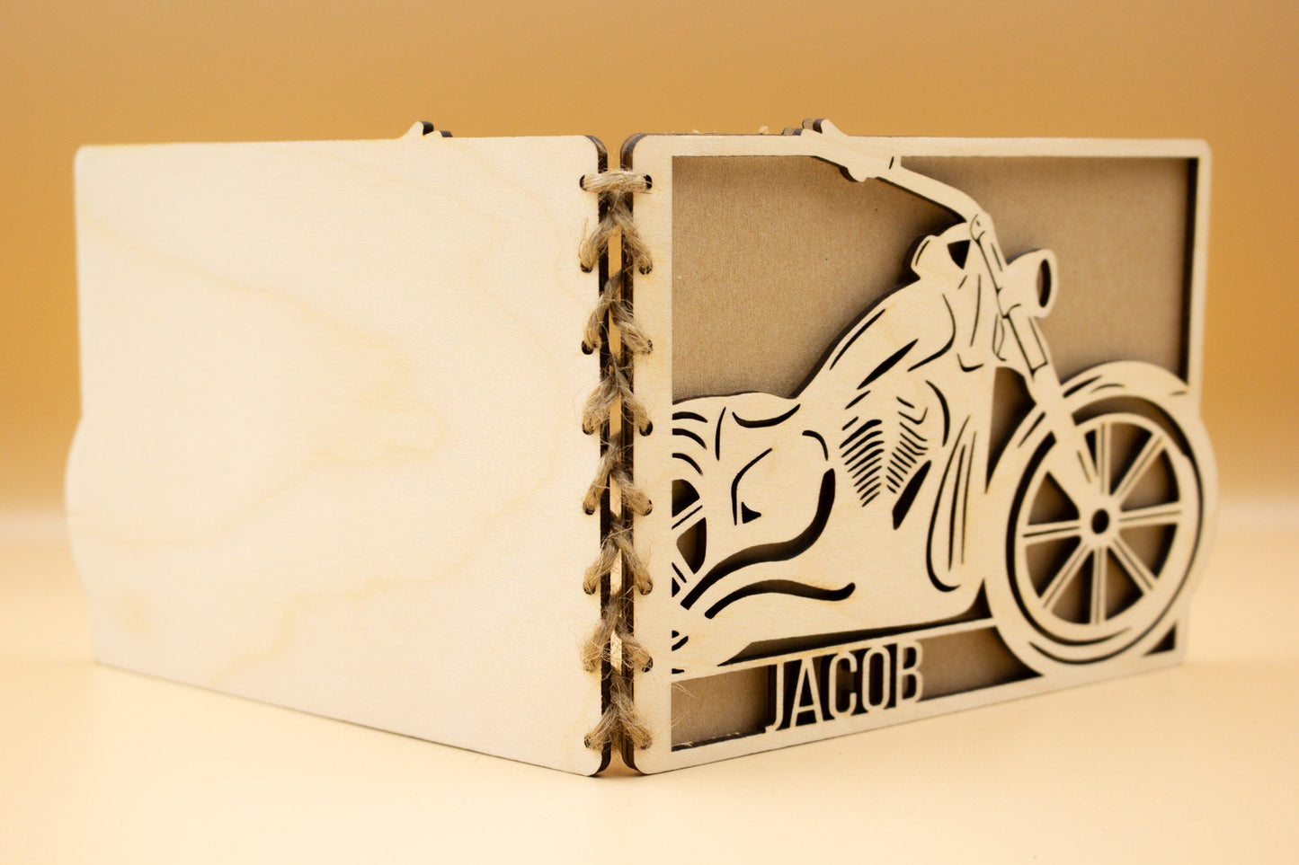Personalised Wooden Birthday Card | Engraved Message | Premium Wooden Birthday Card | Biker | Motorbike card