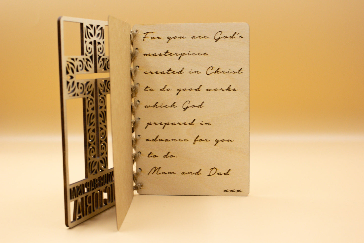 On Your Baptism Card | Engraved Message | Premium Wooden Baptism Card | Cross | Christian Baptism