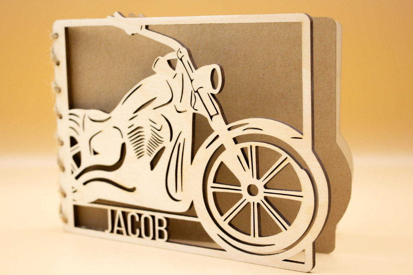 Personalised Wooden Birthday Card | Engraved Message | Premium Wooden Birthday Card | Biker | Motorbike card