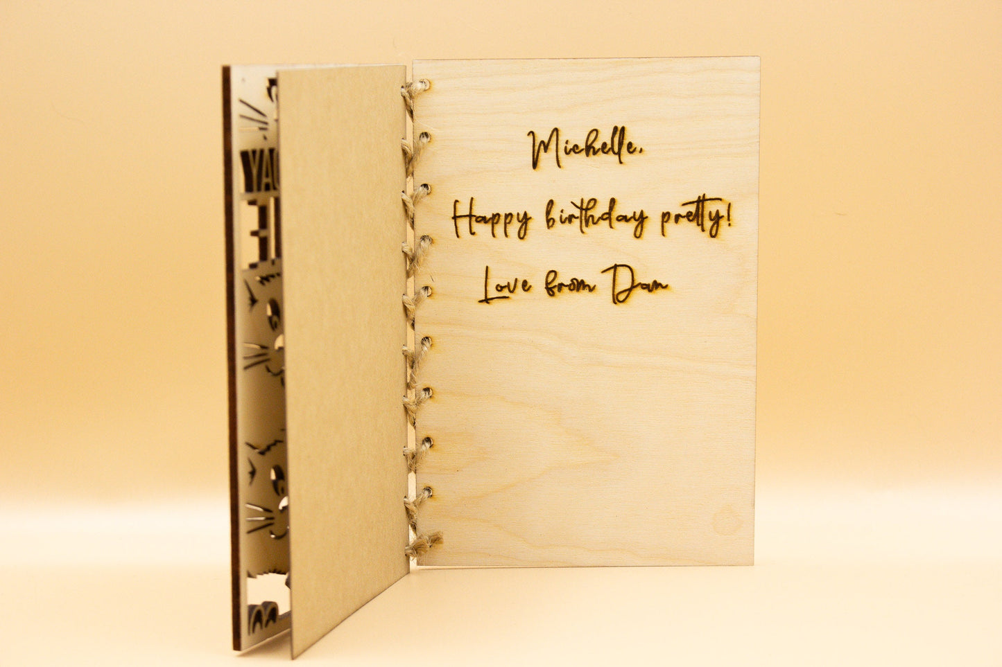 Personalised Wooden Cat Birthday Card | Engraved Message | Premium Wooden Birthday Card | Special Birthday Card | Customise | Cat Lover Card
