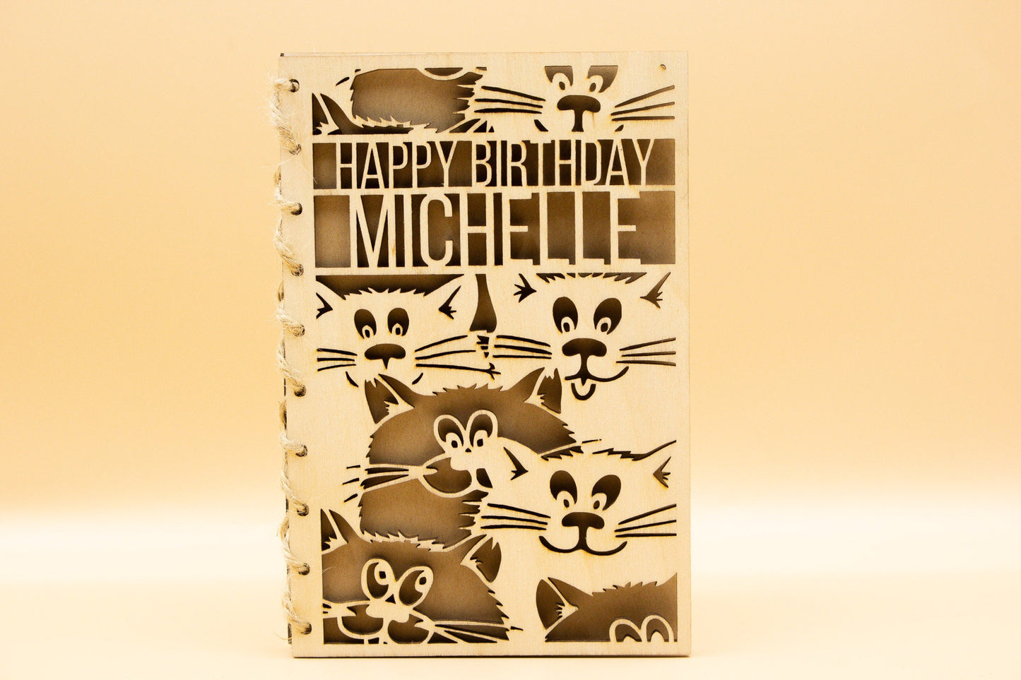 Personalised Wooden Cat Birthday Card | Engraved Message | Premium Wooden Birthday Card | Special Birthday Card | Customise | Cat Lover Card