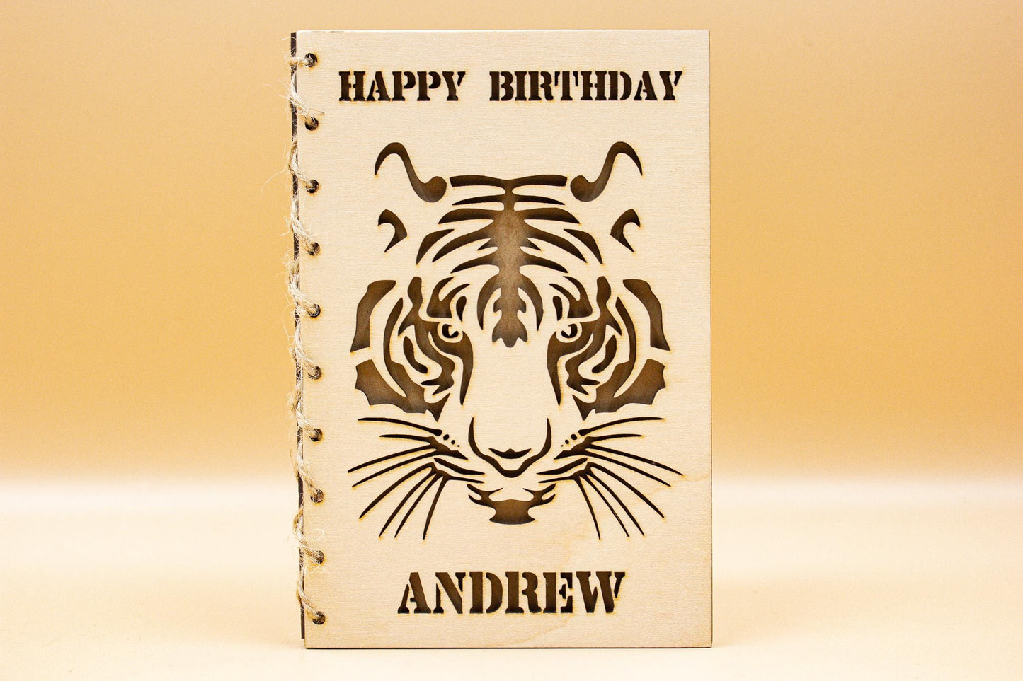 Custom Wooden Birthday Card | Engraved Message | Premium Wooden Birthday Card | Man Birthday Card | Tiger Birthday Card
