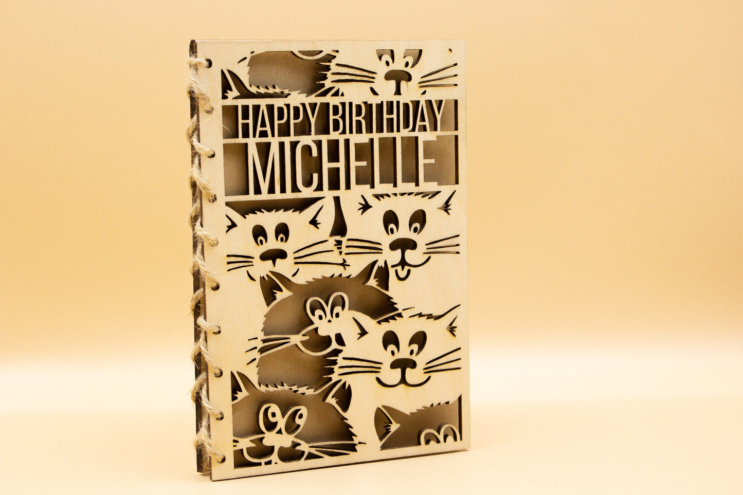 Personalised Wooden Cat Birthday Card | Engraved Message | Premium Wooden Birthday Card | Special Birthday Card | Customise | Cat Lover Card