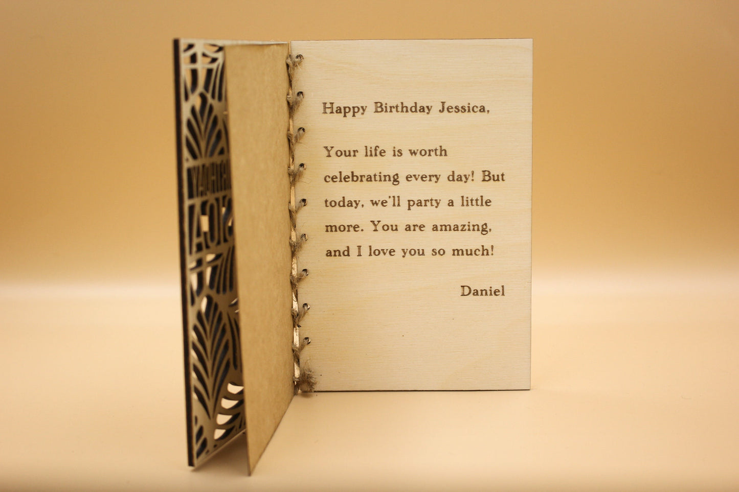 Personalised Wooden Birthday Card | Engraved Message | Premium Wooden Birthday Card | Special Birthday Card | Customise | Leaves Design