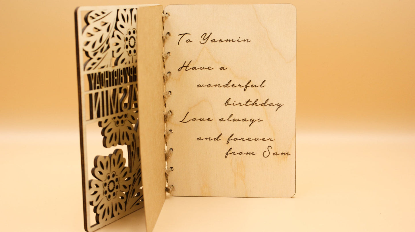 Personalised Wooden Birthday Card | Engraved Message | Premium Wooden Birthday Card | Special Birthday Card | Customise | Sunflower