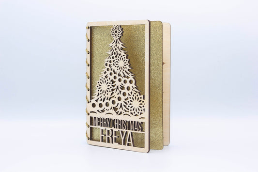 Personalised Wooden Christmas Card | Engraved Message | Premium Wooden Xmas Card | Christmas Tree Card | Gold | Silver