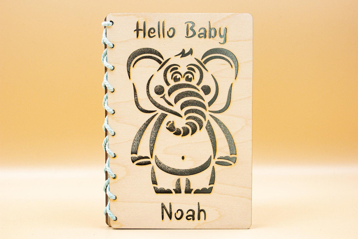 Baby Arrival Card | Newborn Congratulations | Welcome Baby Wooden Card | Baby Shower Card  | Elephant New Baby Card | Boy Girl | Pink Blue