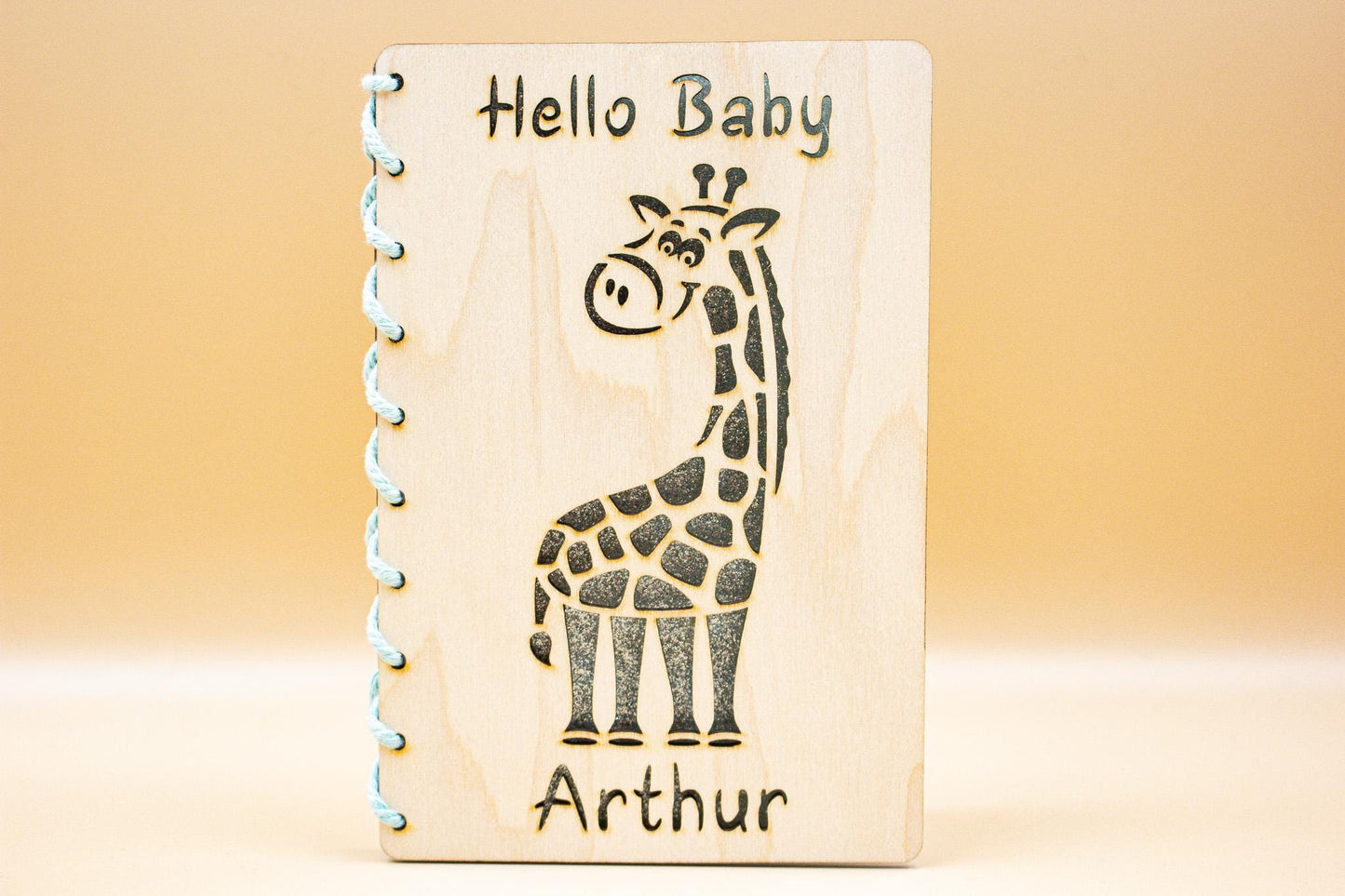 Baby Arrival Card | Newborn Congratulations | Welcome Baby Wooden Card | Baby Shower Card  | Giraffe New Baby Card | Boy Girl | Pink Blue